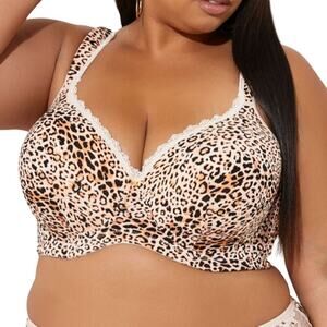 Ashley Stewart Leopard Print Butterfly Bra in Natural, Size 44D​​​